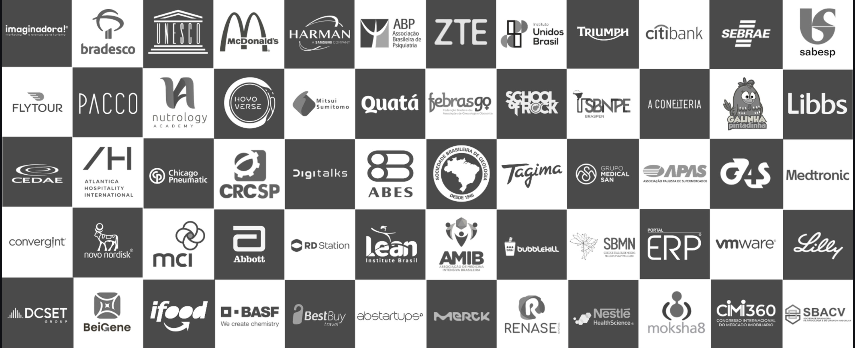 More than 50 brands that trust Nobox: Bradesco, UNESCO, McDonald's, Citibank, Nestlé, SEBRAE, Sabesp, iFood, BASF, Medtronic, Abbott, RD Station, ZTE, Merck, Novo Nordisk, Lilly, VMware, G4S and others.